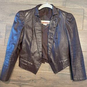 Vintage Foxmoor oxblood red burgundy leather crop jacket